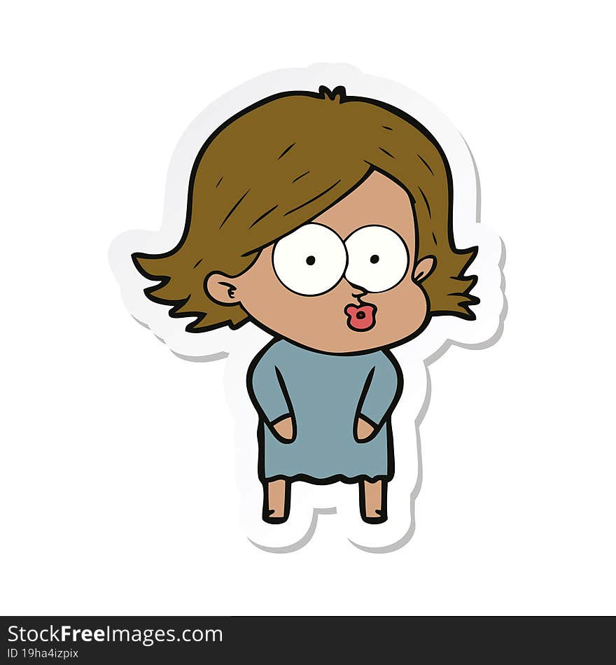 sticker of a cartoon girl pouting