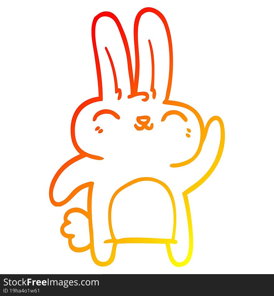 warm gradient line drawing cartoon happy bunny