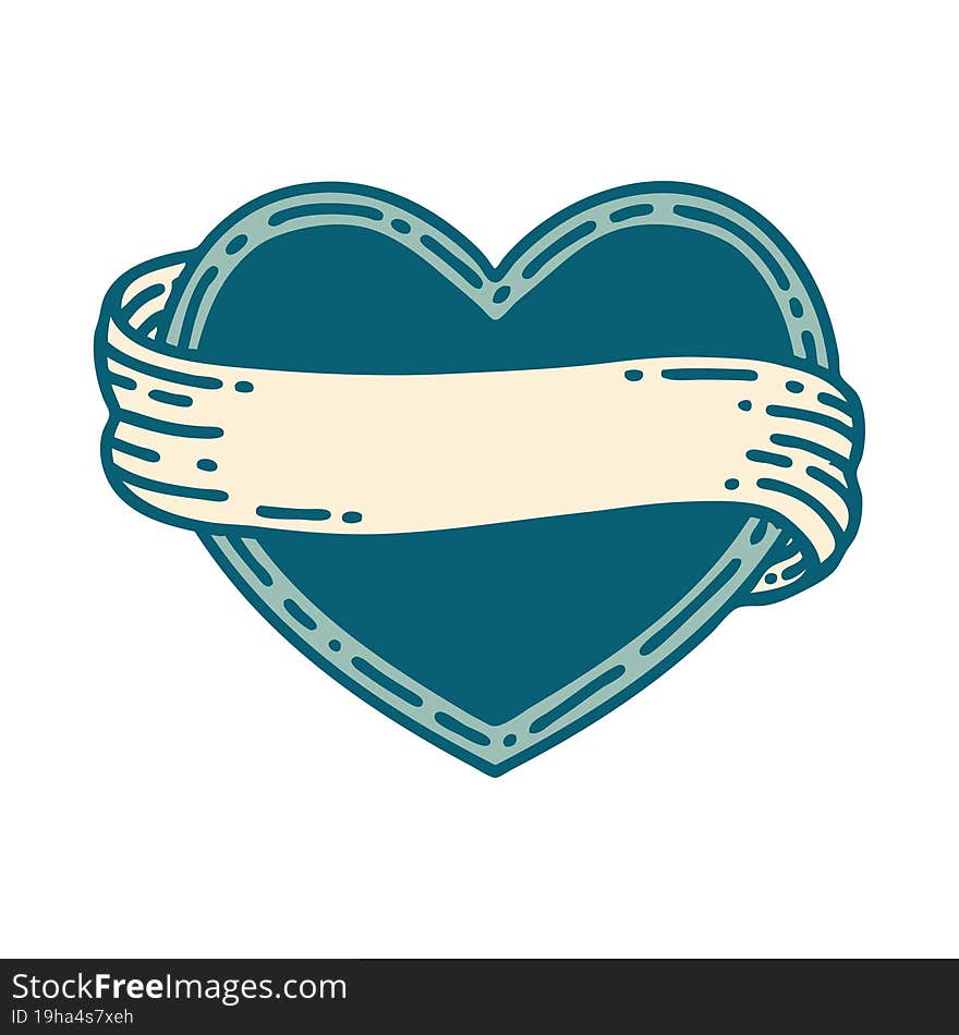 tattoo style icon of a heart and banner