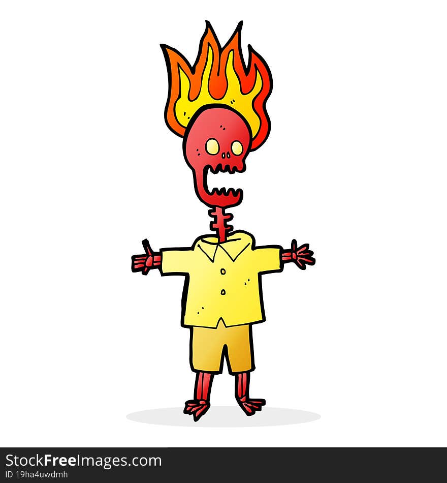 cartoon flaming skeleton