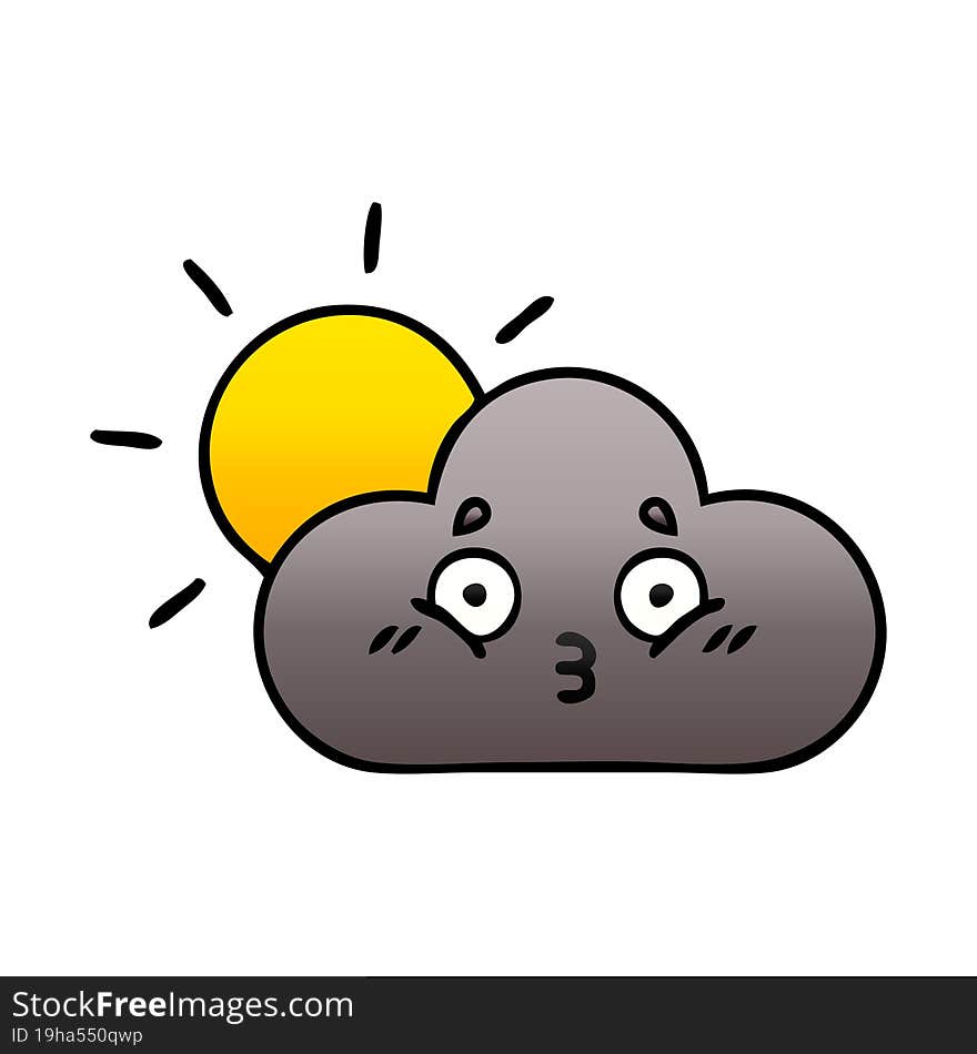 Gradient Shaded Cartoon Storm Cloud And Sun