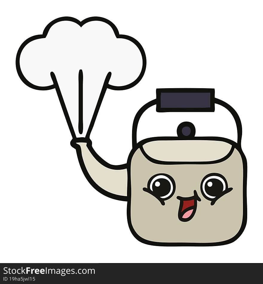 Cute Cartoon Steaming Kettle