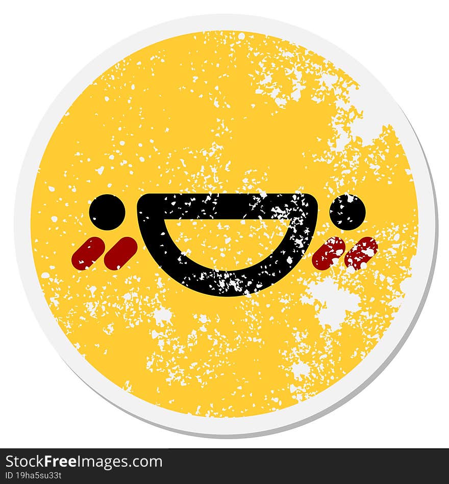 happy blushing face circular sticker