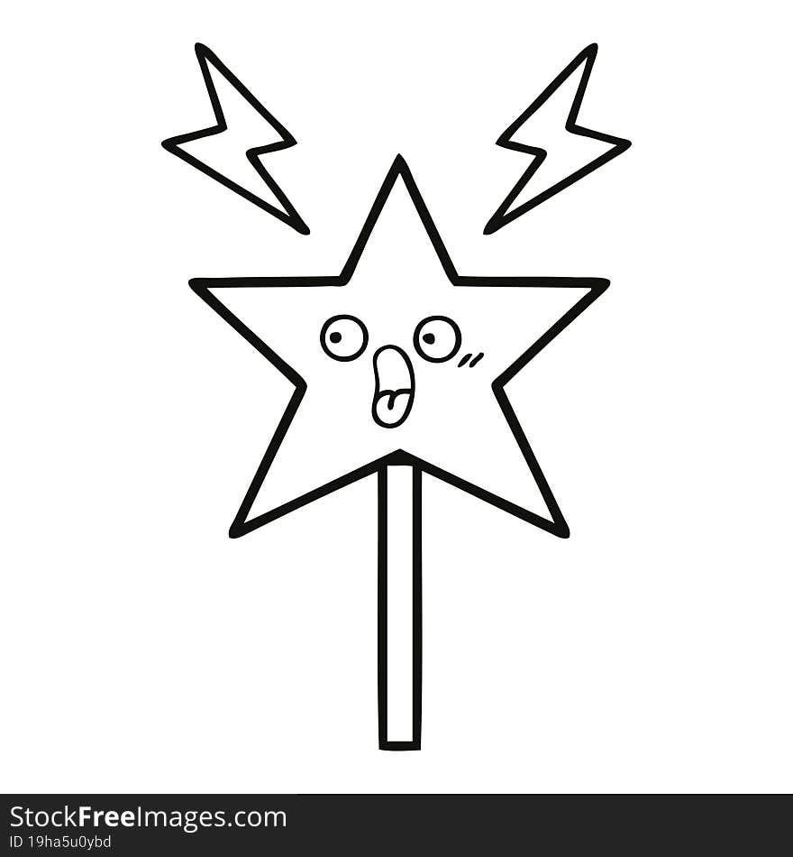 line drawing cartoon magic wand