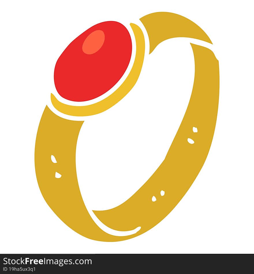 flat color illustration of a cartoon ruby ring