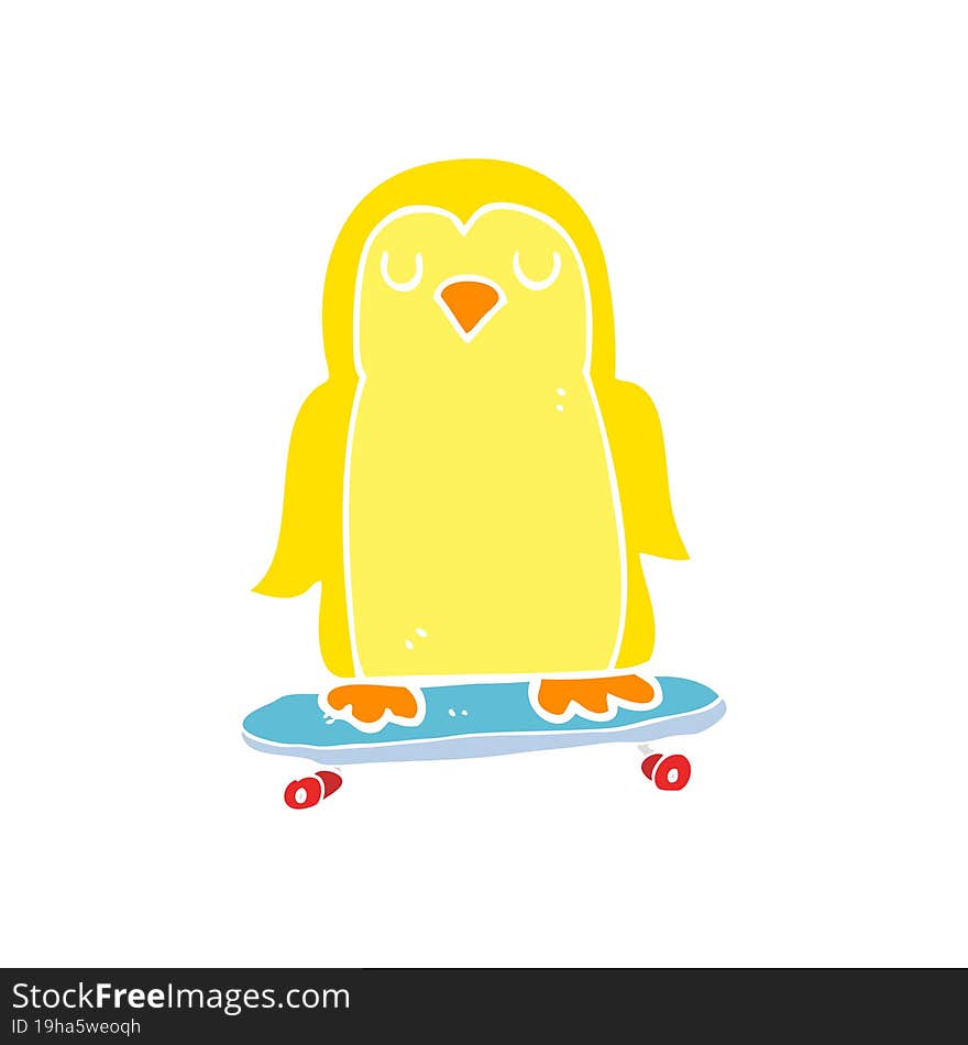 flat color illustration of bird on skateboard. flat color illustration of bird on skateboard