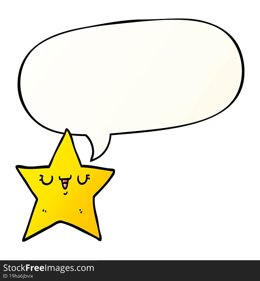 cartoon star and speech bubble in smooth gradient style