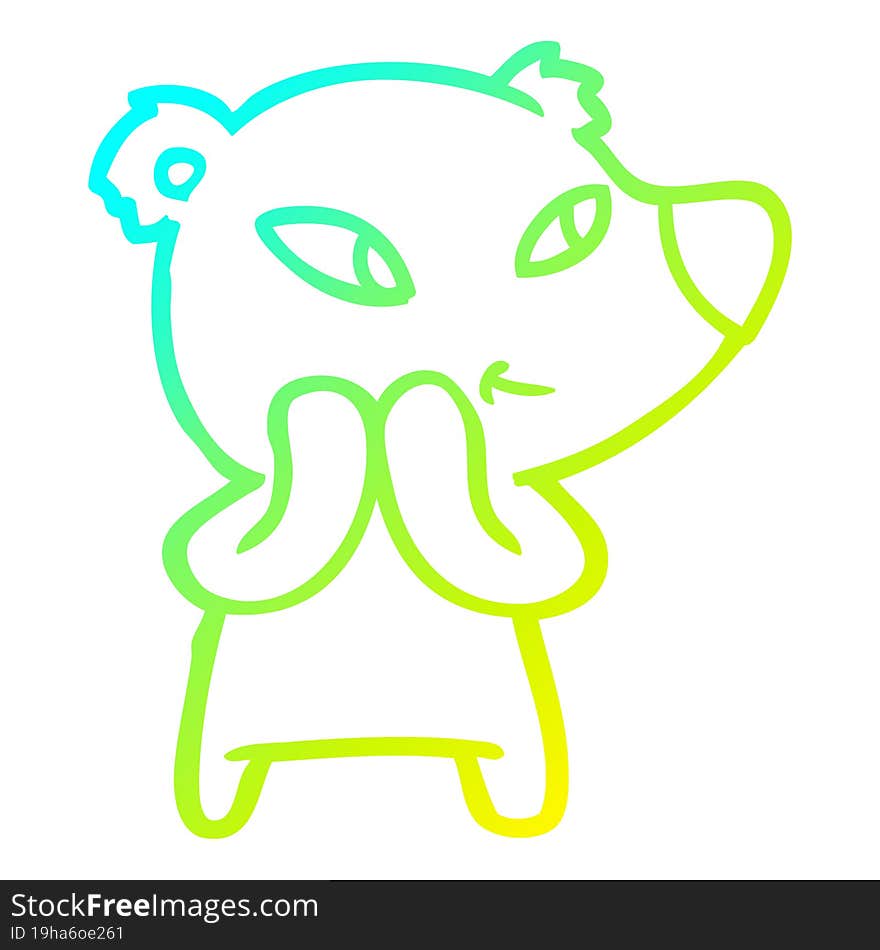 cold gradient line drawing cute cartoon bear