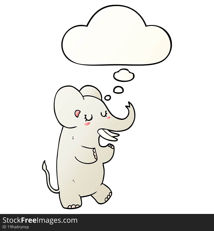 cartoon elephant and thought bubble in smooth gradient style