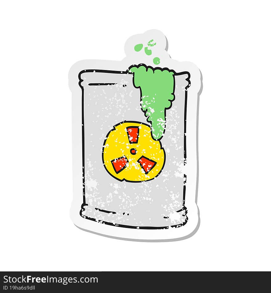 retro distressed sticker of a cartoon radioactive waste