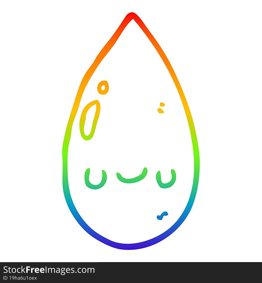 rainbow gradient line drawing cartoon cute raindrop