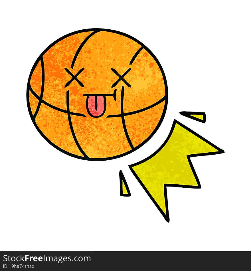 retro grunge texture cartoon of a basketball