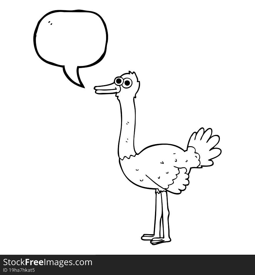 freehand drawn speech bubble cartoon ostrich