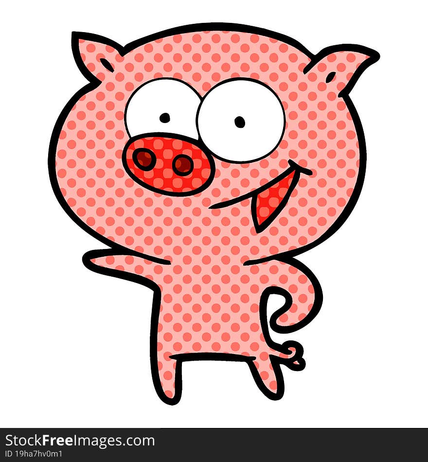 cheerful pig cartoon. cheerful pig cartoon