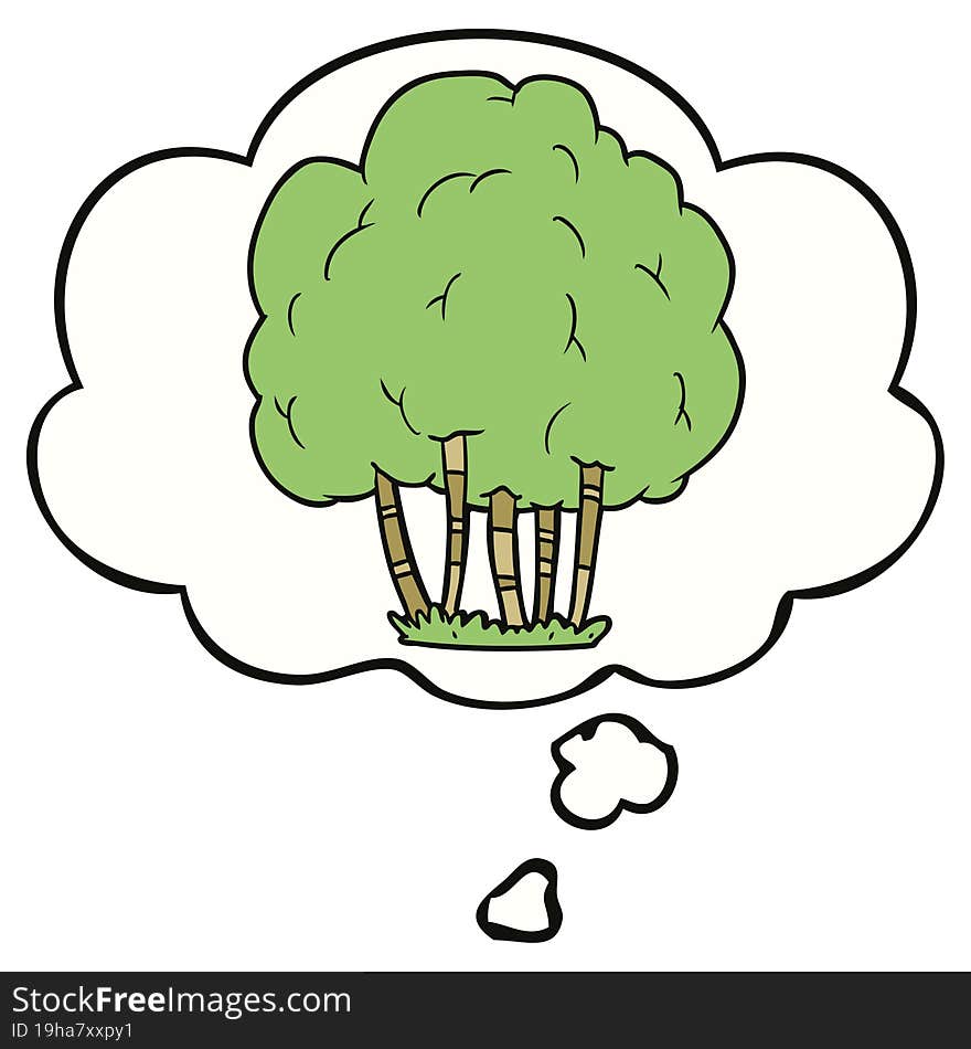 cartoon tree and thought bubble