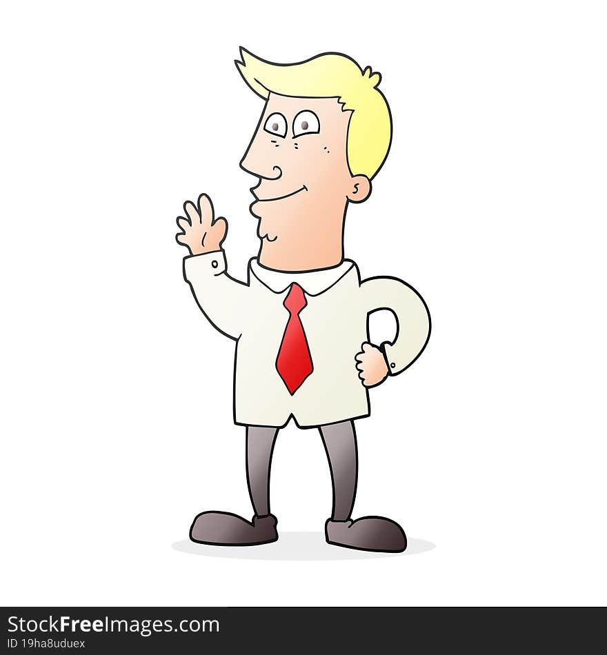 cartoon waving man