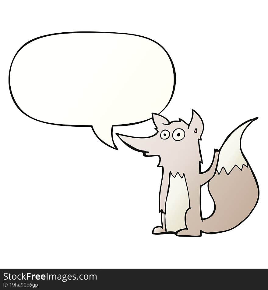 Cartoon Wolf And Speech Bubble In Smooth Gradient Style