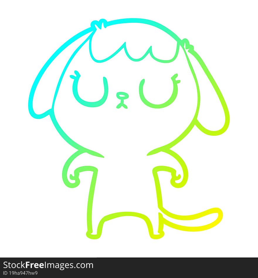 Cold Gradient Line Drawing Cute Cartoon Dog