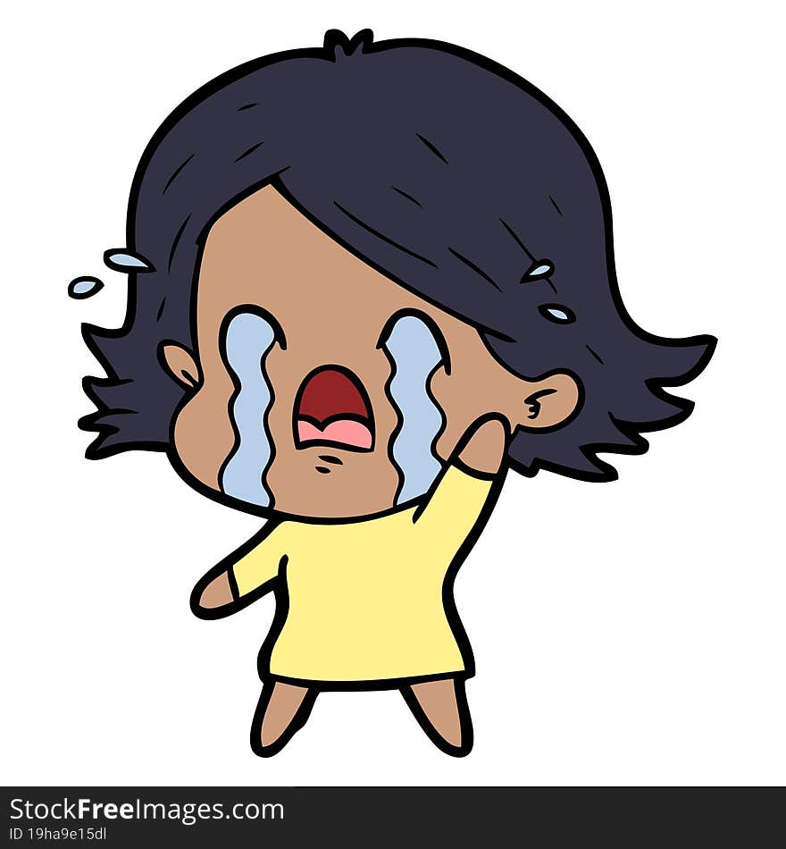 cartoon woman crying. cartoon woman crying