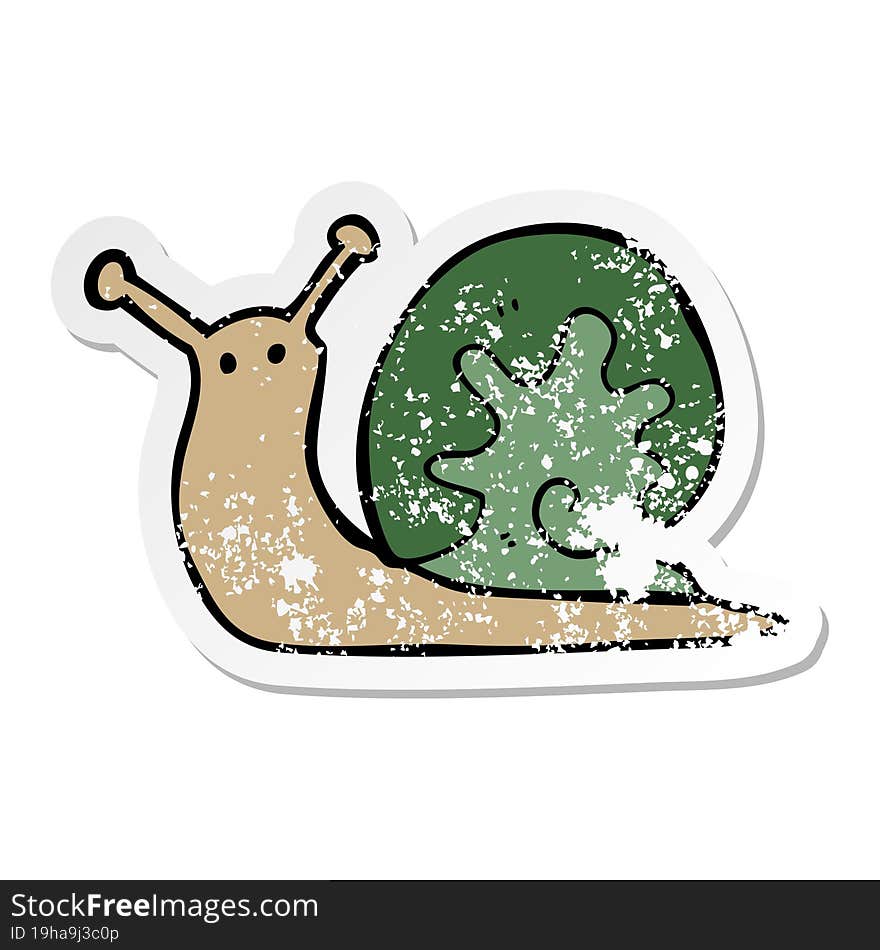 Distressed Sticker Of A Cartoon Snail