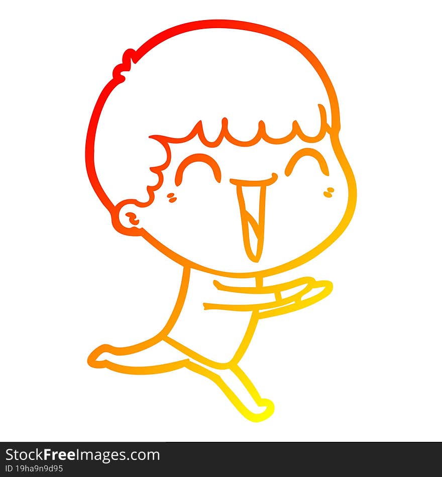 Warm Gradient Line Drawing Cartoon Happy Man