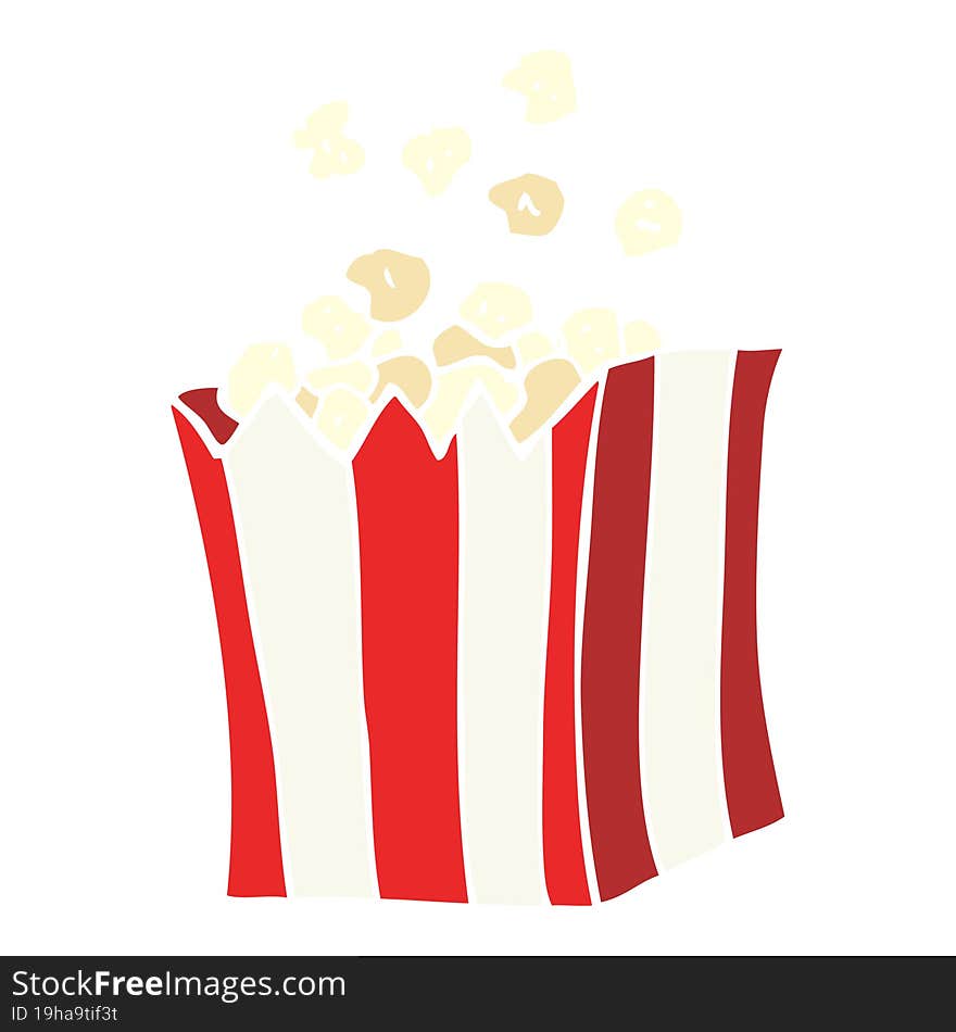 flat color illustration of a cartoon popcorn