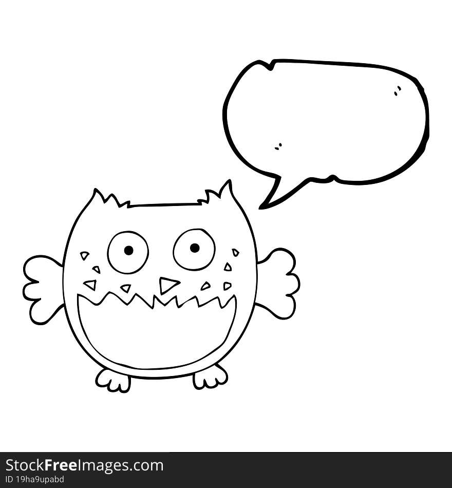 freehand drawn speech bubble cartoon owl