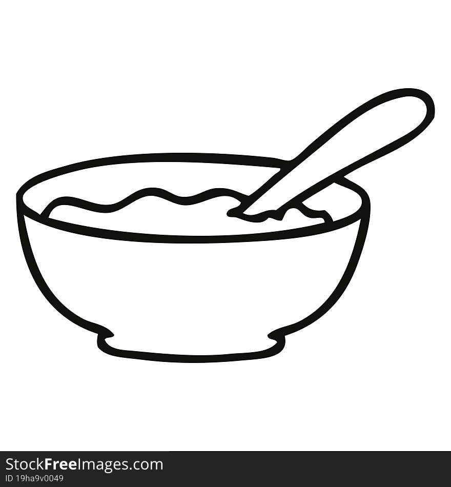 quirky line drawing cartoon bowl of porridge