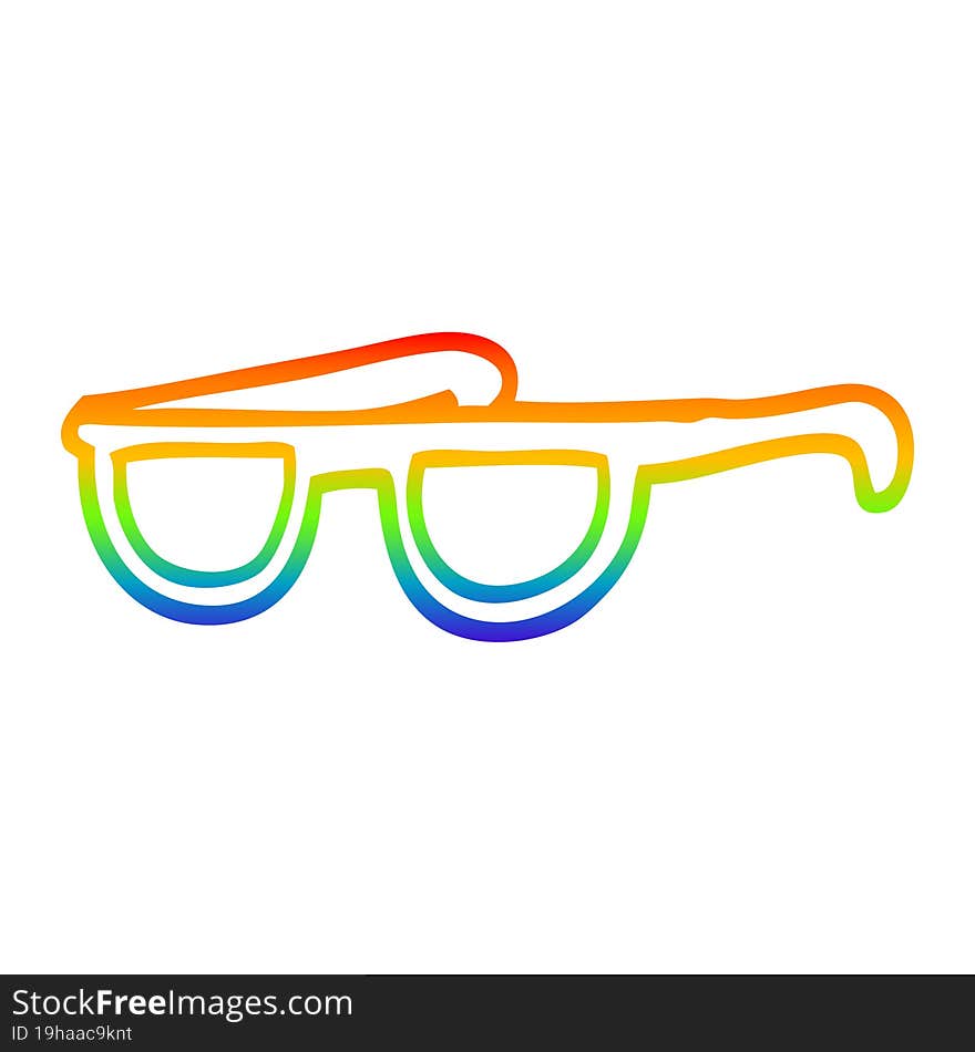 Rainbow Gradient Line Drawing Cartoon Cool Sunglasses