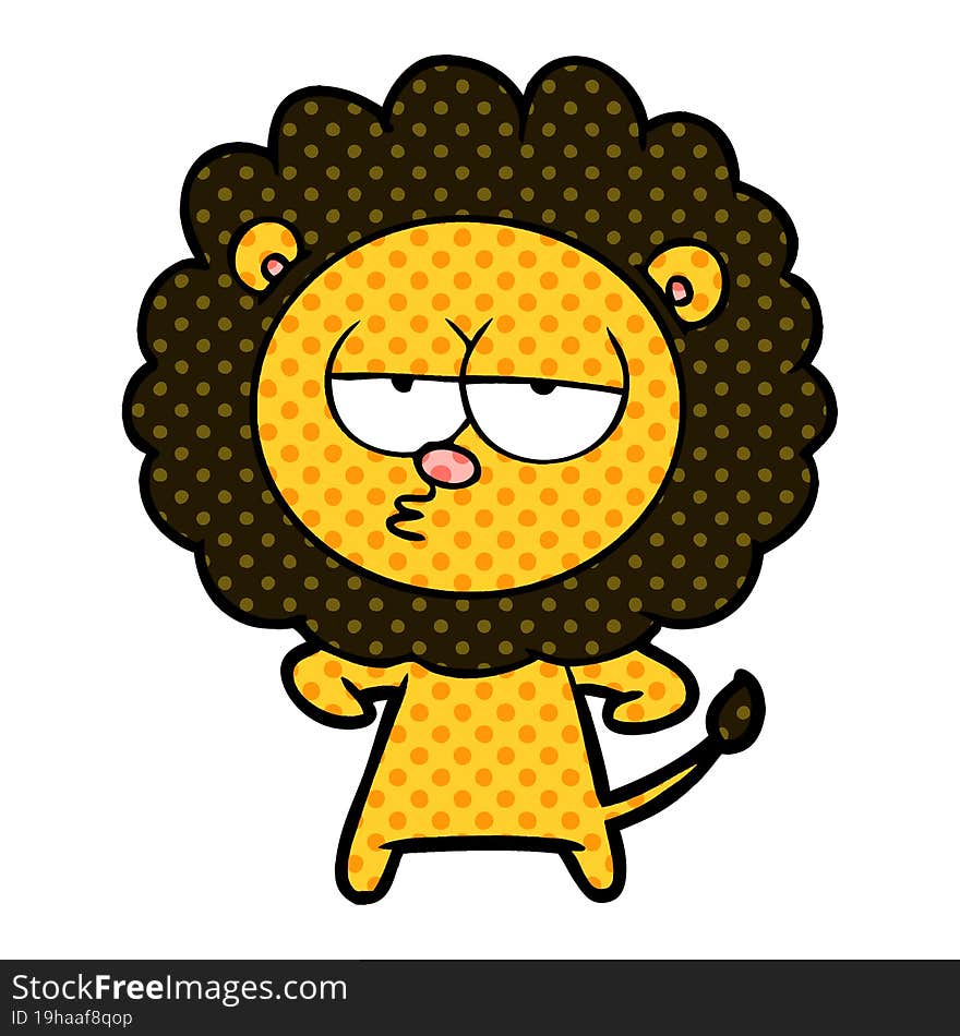 cartoon bored lion. cartoon bored lion