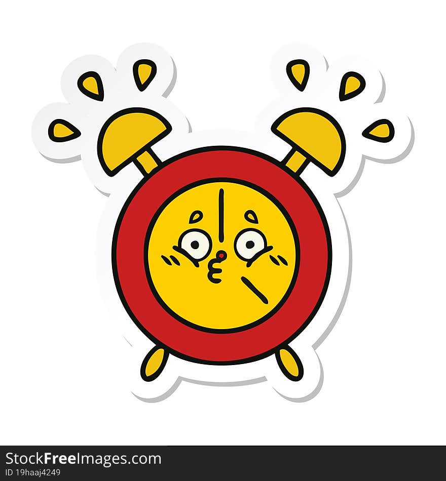 sticker of a cute cartoon alarm clock