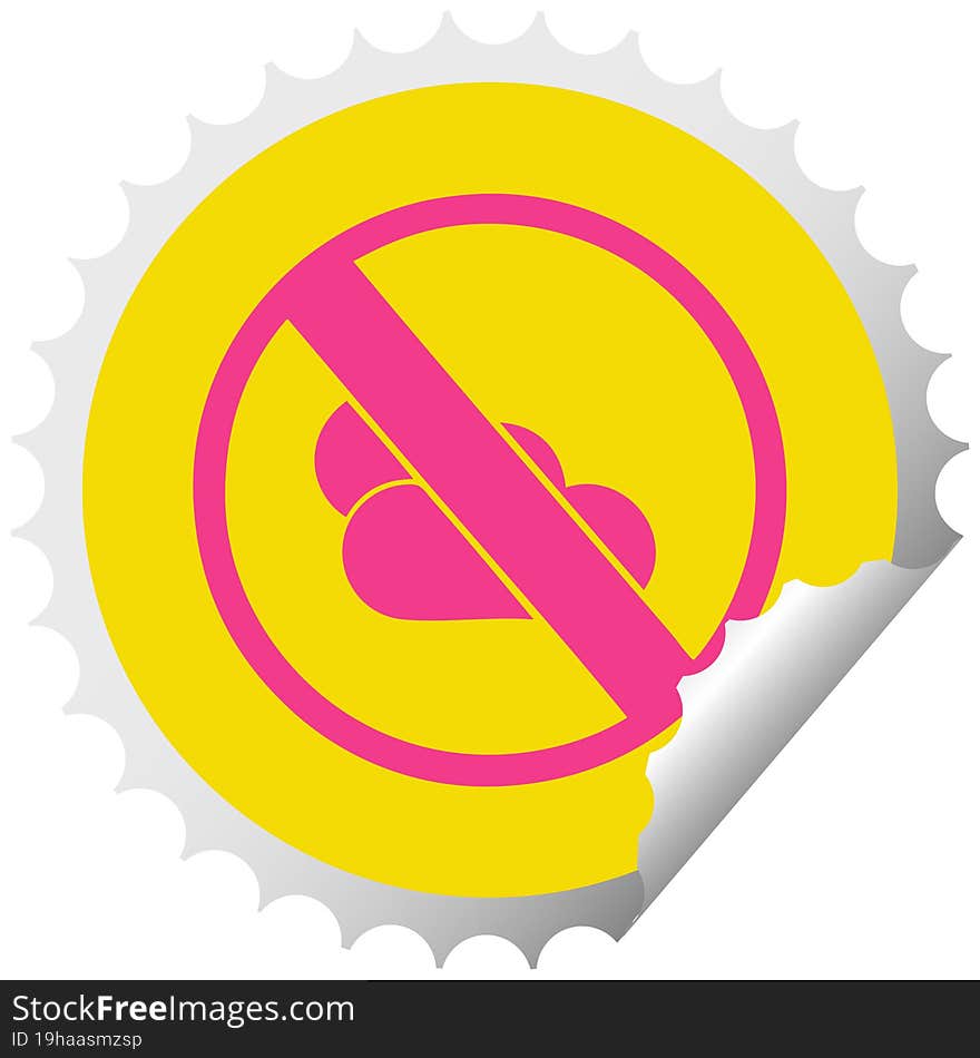 Circular Peeling Sticker Cartoon No Sunny Spells Allowed Sign