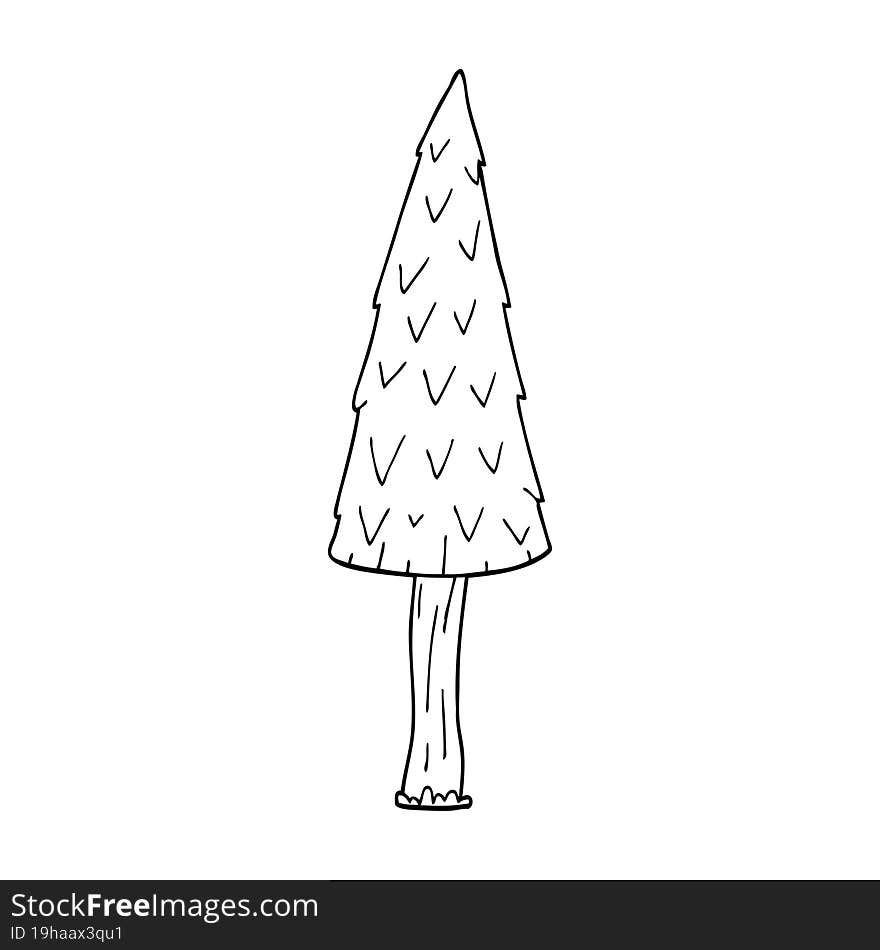 line drawing cartoon christmas tree