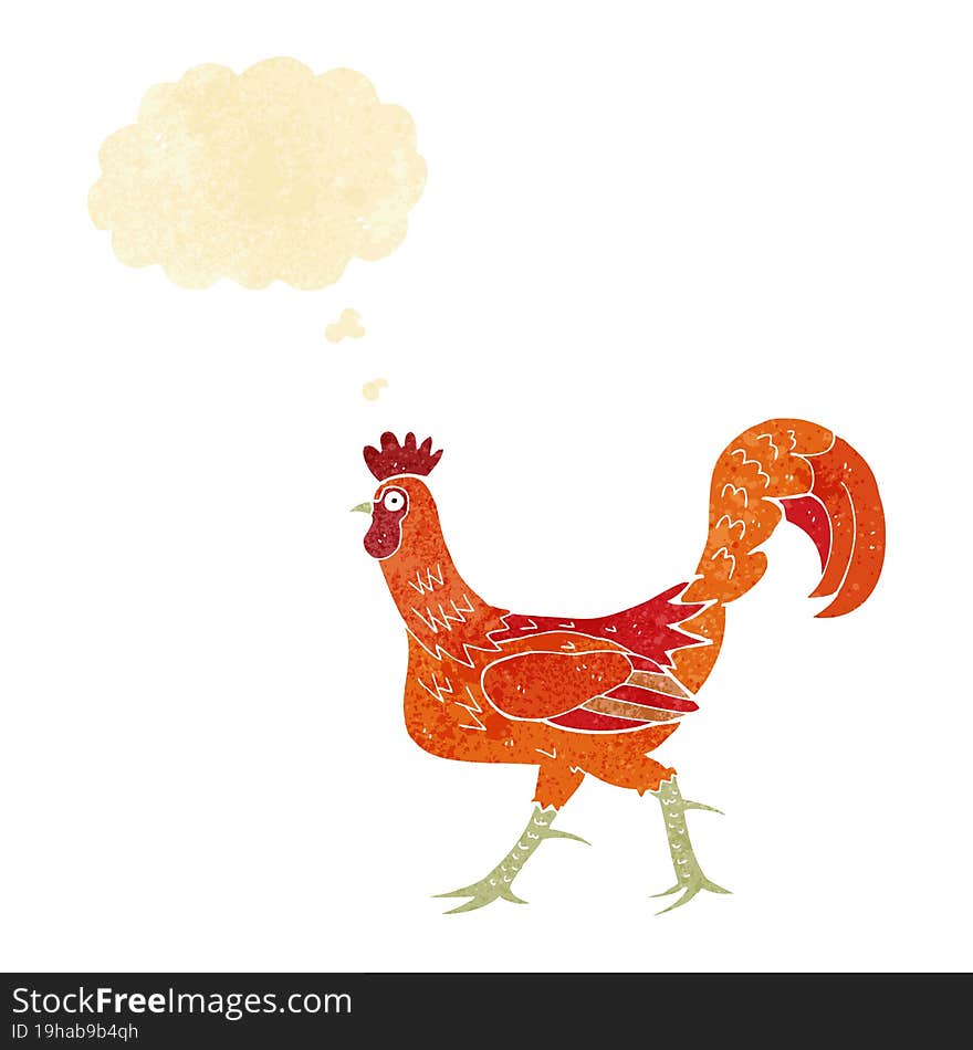 Cartoon Cockerel With Thought Bubble