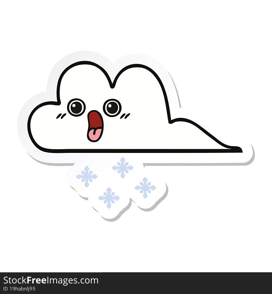 Sticker Of A Cute Cartoon Snow Cloud