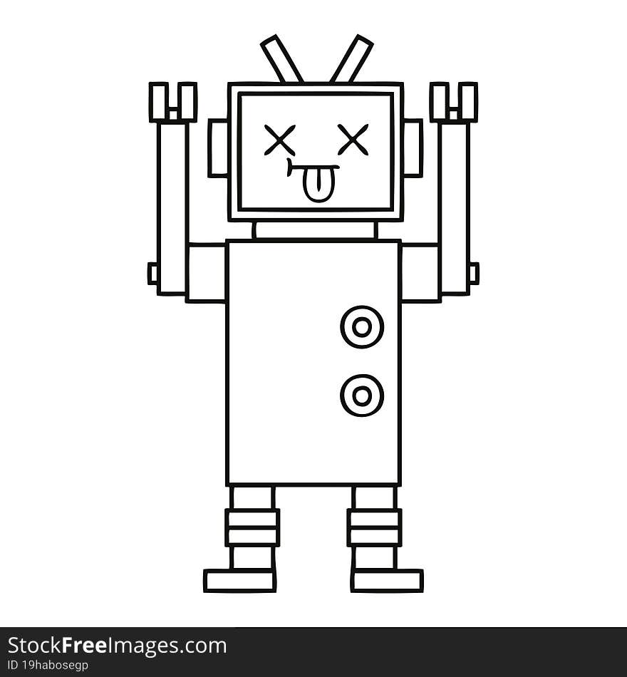 Line Drawing Cartoon Robot