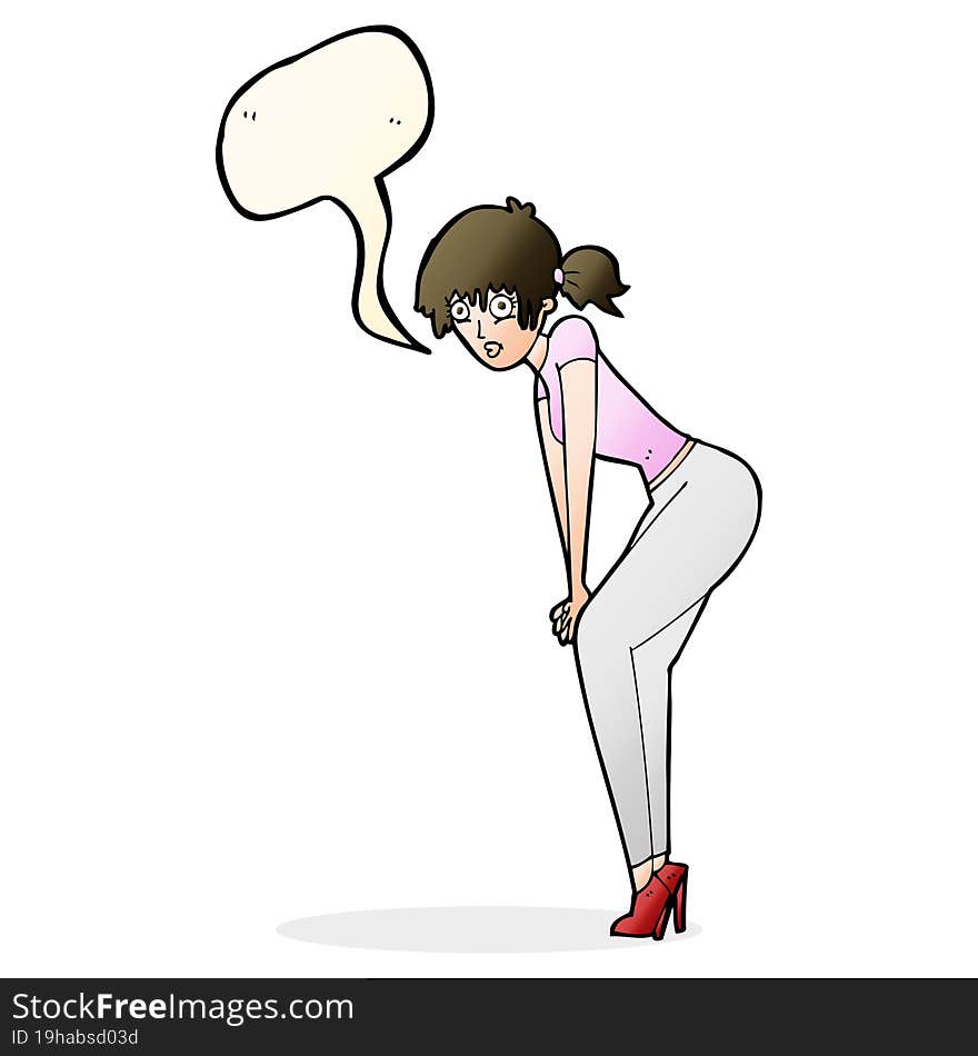 cartoon woman posing with speech bubble