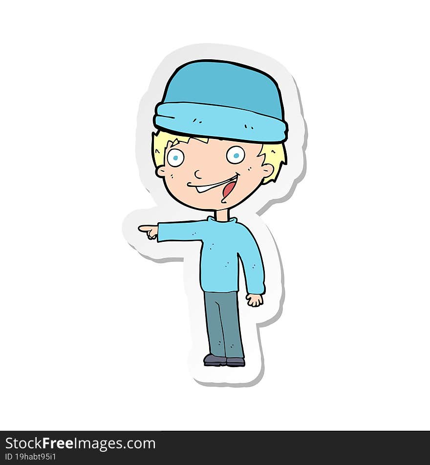 sticker of a cartoon man wearing winter hat