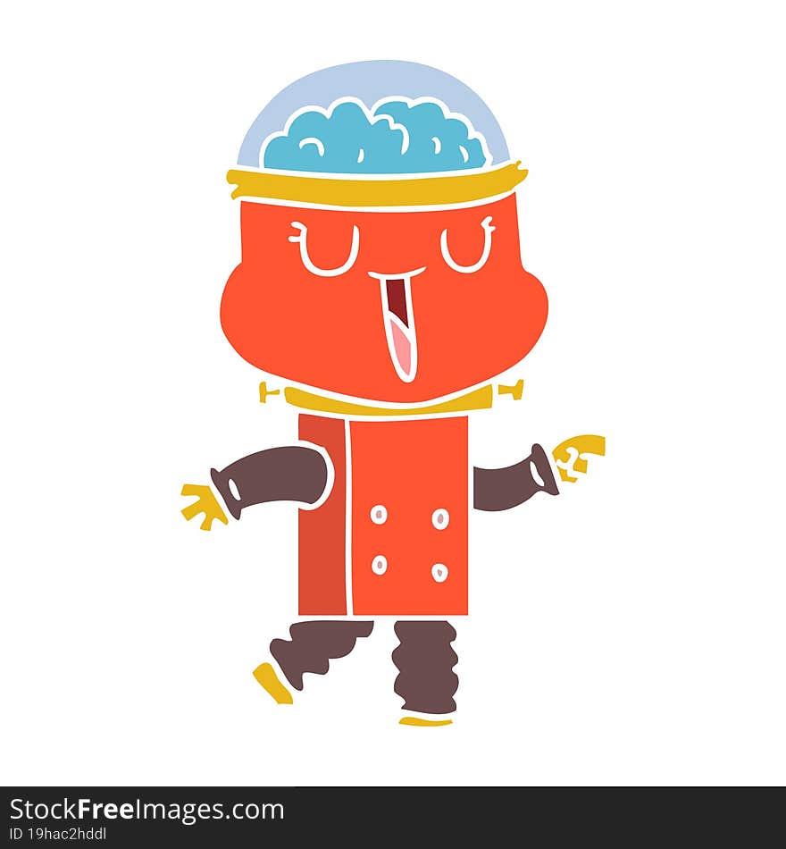 happy flat color style cartoon robot