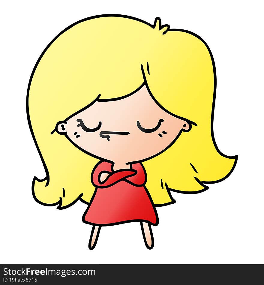 gradient cartoon of cute kawaii girl