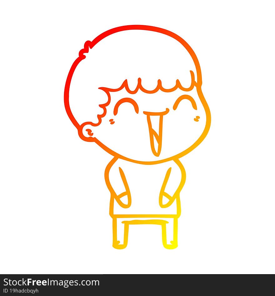 warm gradient line drawing of a cartoon happy man