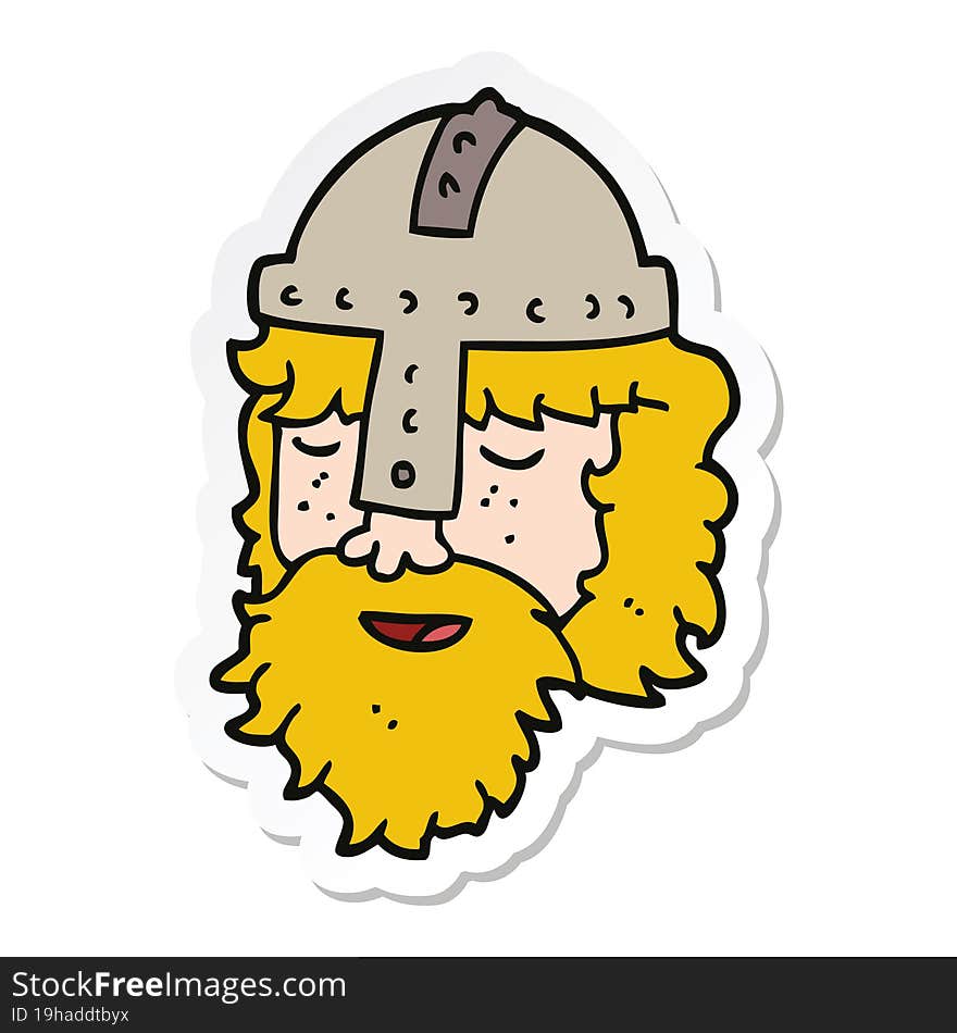 Sticker Of A Cartoon Viking Face