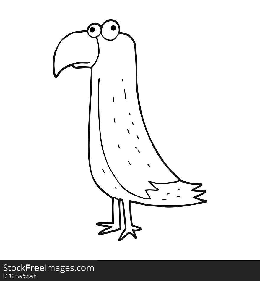 black and white cartoon parrot