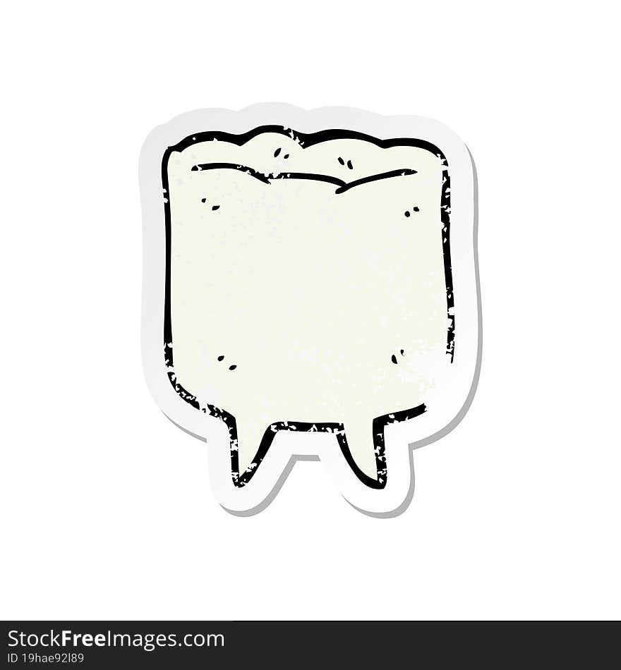 distressed sticker of a cartoon tooth