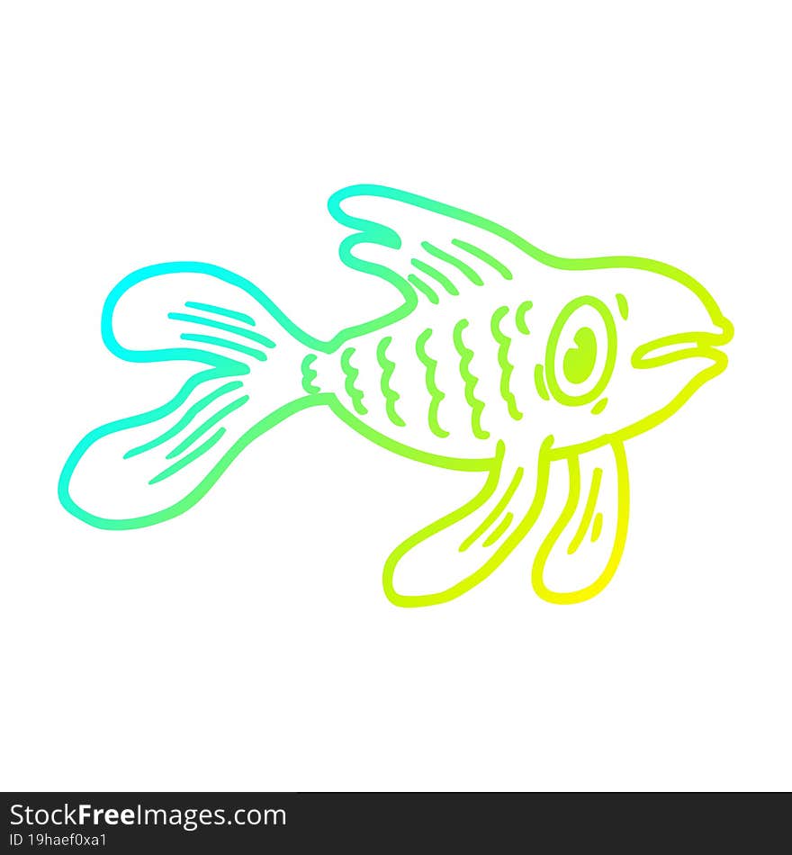 cold gradient line drawing cartoon fish