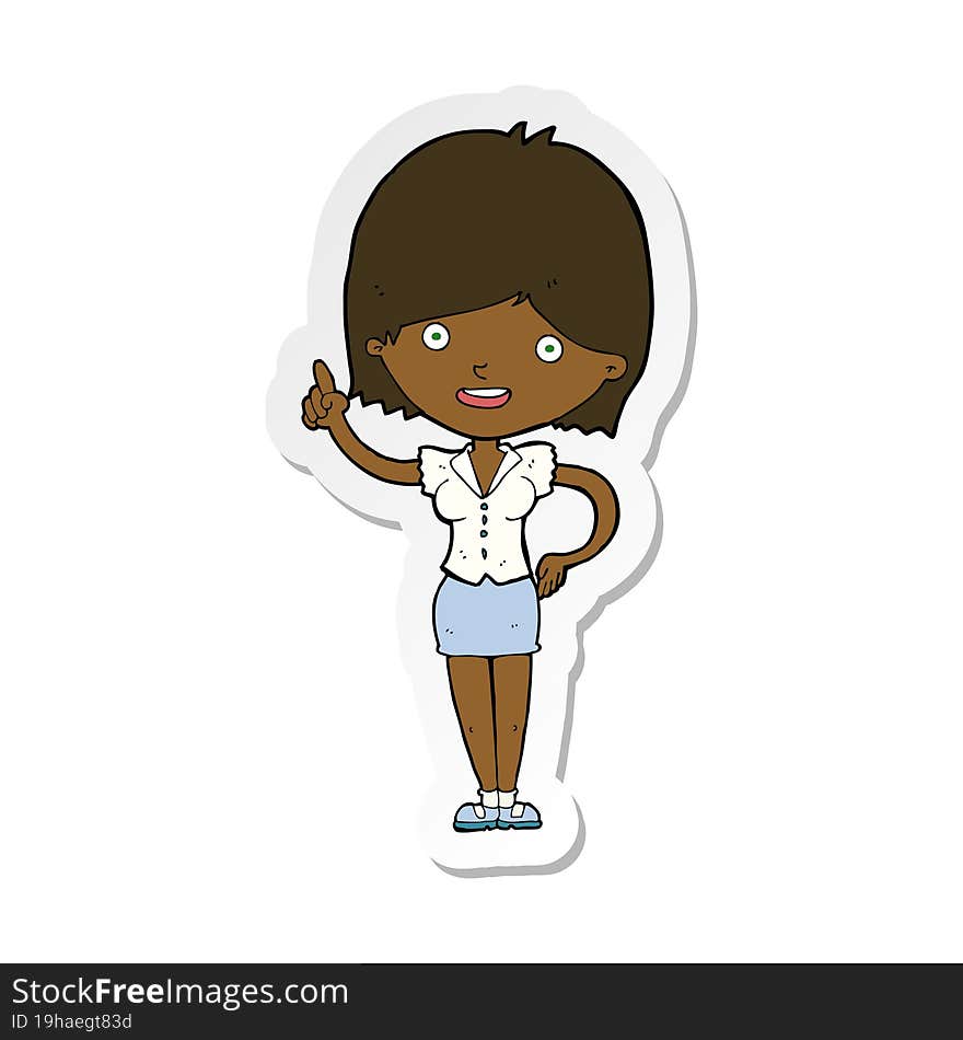 sticker of a cartoon woman with idea