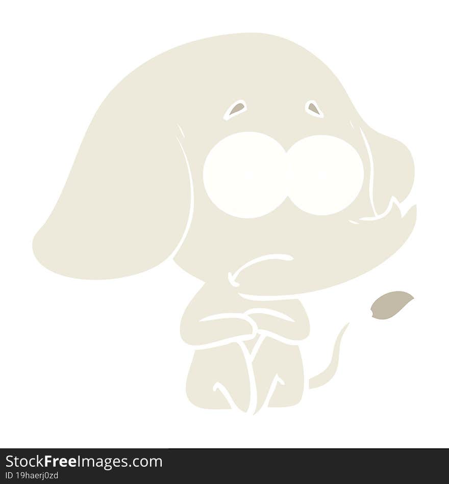 flat color style cartoon unsure elephant