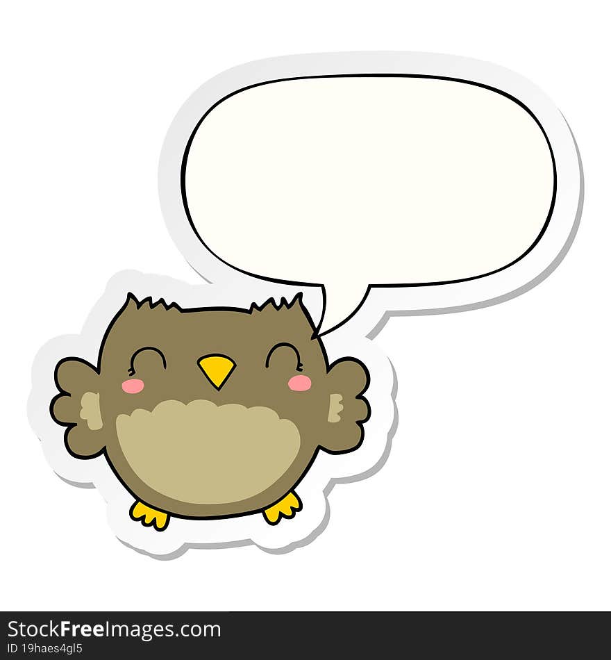 cute cartoon owl and speech bubble sticker