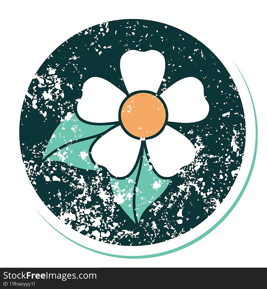 iconic distressed sticker tattoo style image of a flower. iconic distressed sticker tattoo style image of a flower