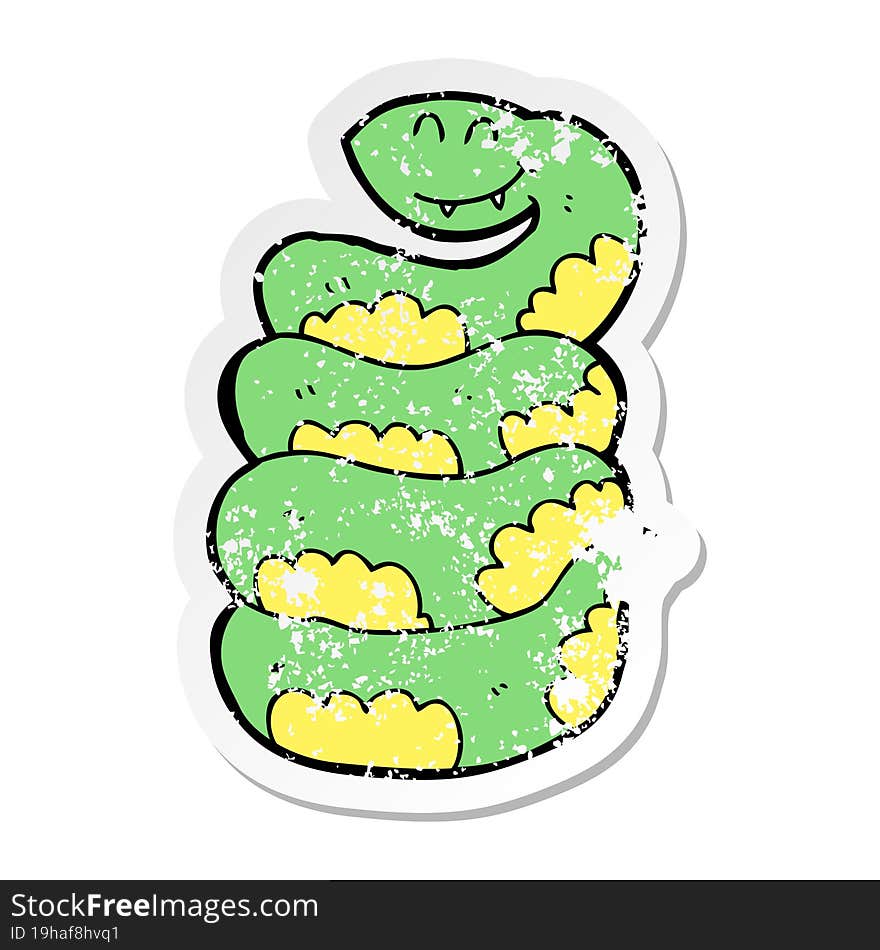 Distressed Sticker Of A Cartoon Snake